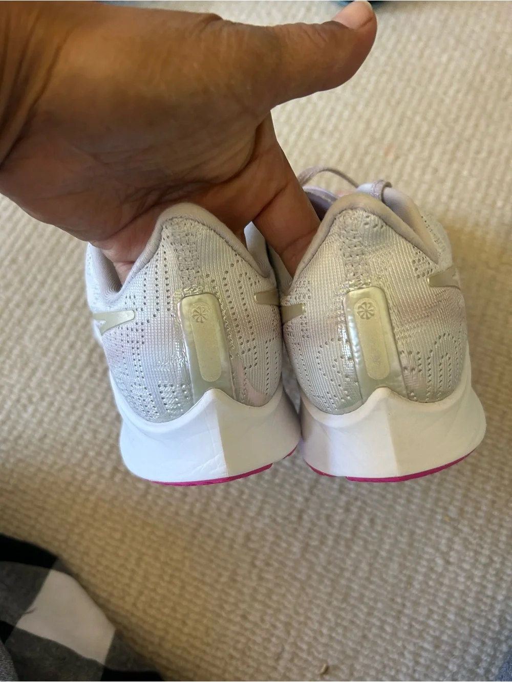 Nike Women's Light Beige Athletic Sneakers with Pink Accents